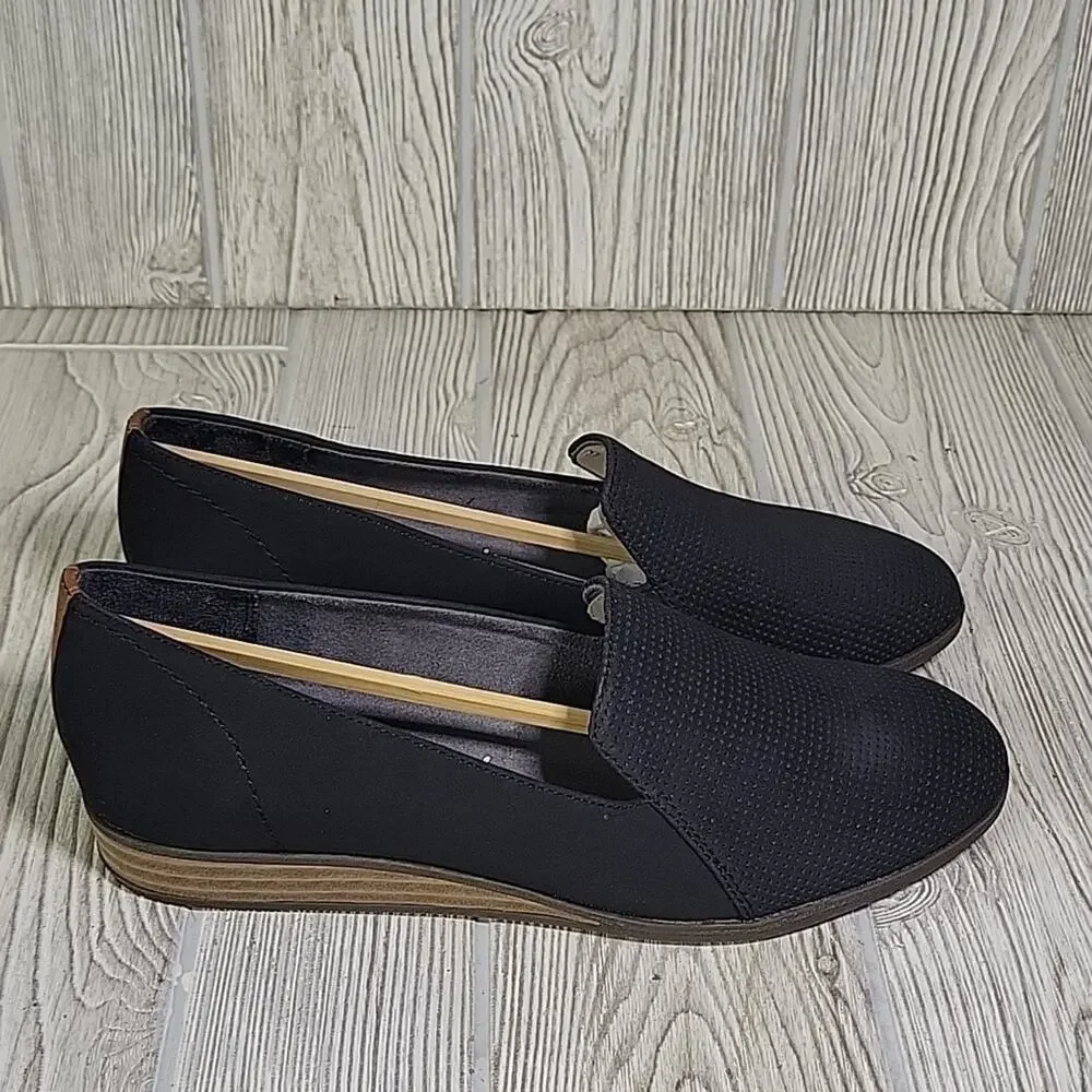 Dr. Scholl's Black Devyn Slip On Wedge Loafers Womens Size 7.5 NEW